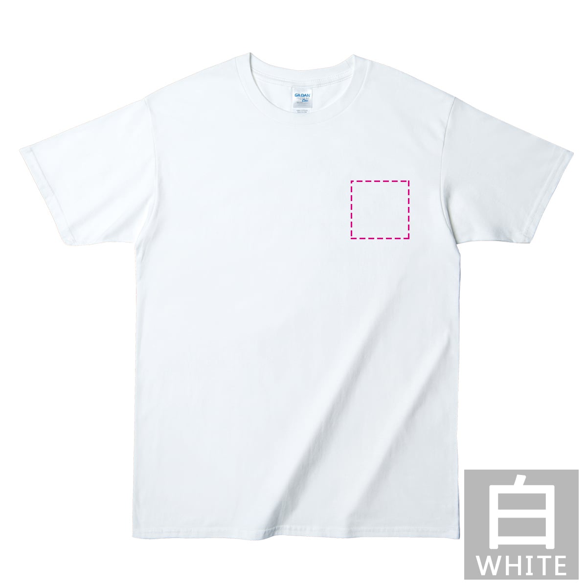 コットンTシャツ / ジャパンフィットTシャツ(メンズ/白) ビッグサイズ / 胸ワンポイントプリント