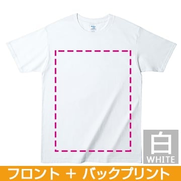 コットンTシャツ ジャパンフィットTシャツ(メンズ/白) ビッグサイズ フロント＆バックプリント