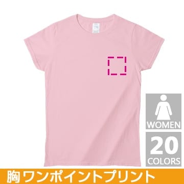 コットンTシャツ ジャパンフィットTシャツ(レディス/カラー) レギュラーサイズ 胸ワンポイントプリント