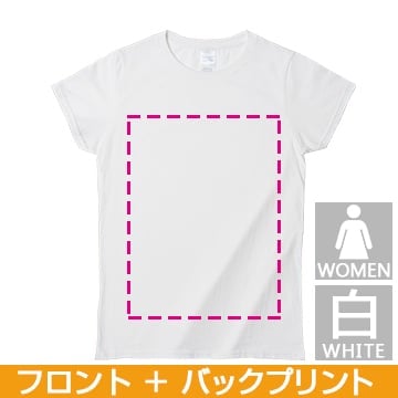 コットンTシャツ ジャパンフィットTシャツ(レディス/白) レギュラーサイズ フロント＆バックプリント 